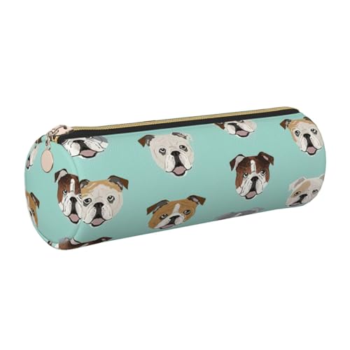 Hingor Lustiges Federmäppchen mit englischer Bulldogge, PU-Federmäppchen, tragbare Schreibwaren-Tasche, Kosmetik-Organizer-Tasche für Mann und Frau von Hingor
