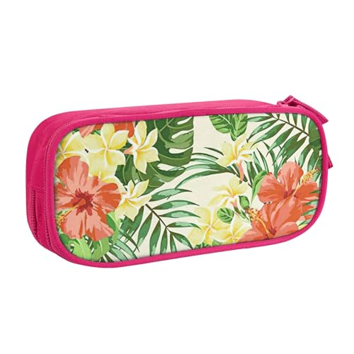 Hojas Tropicales Federmäppchen mit Y-Flores-Aufdruck, großes Fassungsvermögen, Stifteetui, Tasche, Halter, Schreibwaren, Schreibtisch-Organizer mit Reißverschluss, für Schule und Büro, rose von Hingor