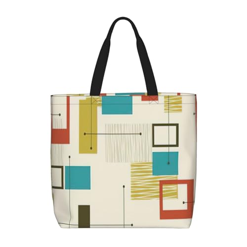Mid-Century Moderne Druck-Mode mit Reißverschluss Schultertasche Casual Handtasche Shopper Tasche für Arbeit Reisen von Hingor