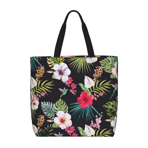 Schultertasche mit Blumendruck, modisch, mit Reißverschluss, lässige Handtasche, Shopper für Arbeit, Reisen von Hingor