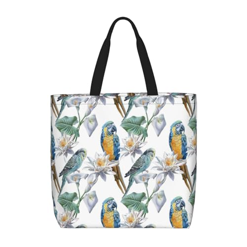 Schultertasche mit Papageien auf Ästen, modisch, mit Reißverschluss, lässige Handtasche, Shopper für Arbeit, Reisen von Hingor