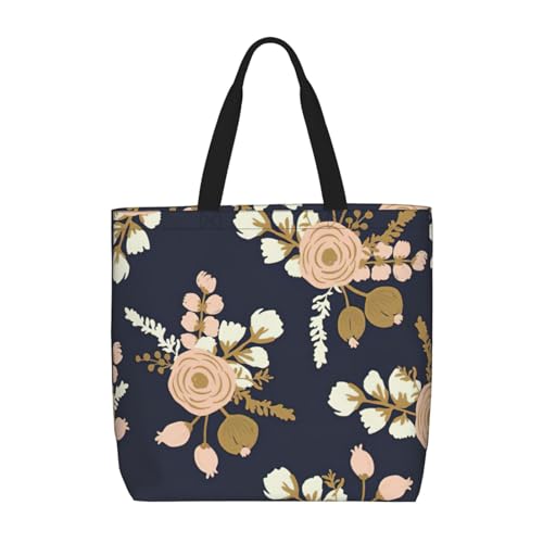 Schultertasche mit Rosenmuster, Blumenmuster, modisch, mit Reißverschluss, lässige Handtasche, Shopper für Arbeit, Reisen von Hingor