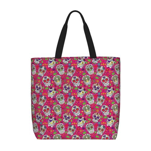 Schultertasche mit Totenkopf- und grünen Blättern, modisch, mit Reißverschluss, lässige Handtasche, Shopper für Arbeit, Reisen Schultertasche mit Totenkopf- und grünen Blättern, modisch, mit Reißverschluss, lässige Handtasche, Shopper für Arbeit, Reisen von Hingor