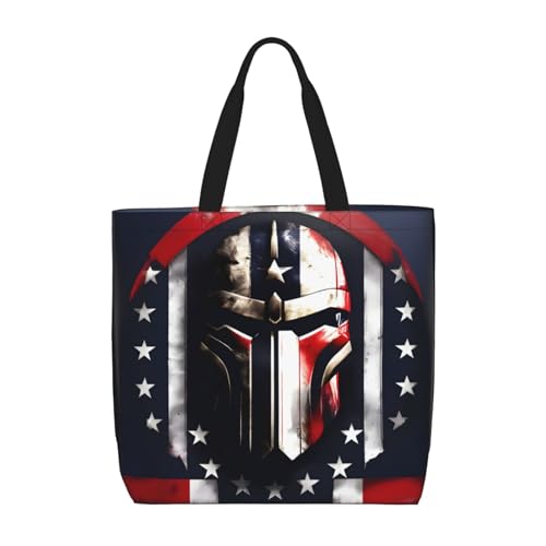 Schultertasche mit US-Flagge, amerikanischer Spartaner-Druck, modisch, mit Reißverschluss, lässige Handtasche, Shopper für Arbeit, Reisen Schultertasche mit US-Flagge, amerikanischer Spartaner-Druck, modisch, mit Reißverschluss, lässige Handtasche, Shopper für Arbeit, Reisen von Hingor