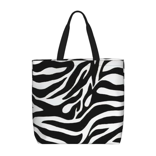 Schultertasche mit Zebramuster, modisch, mit Reißverschluss, lässige Handtasche, Shopper für Arbeit, Reisen von Hingor