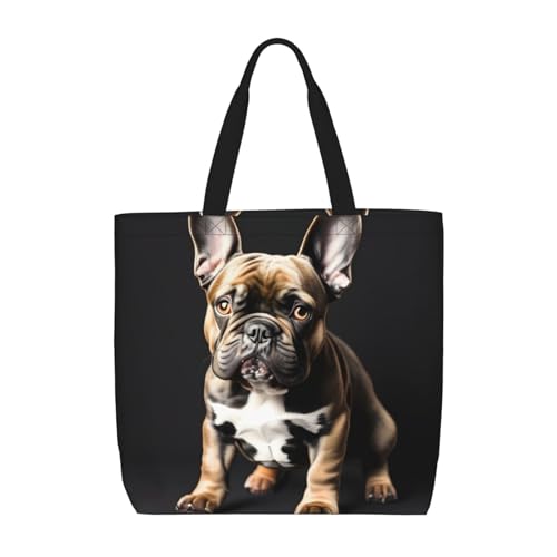 Schultertasche mit langen Ohren und französischer Bulldogge, modisch, mit Reißverschluss, lässige Handtasche, Shopper für Arbeit, Reisen von Hingor