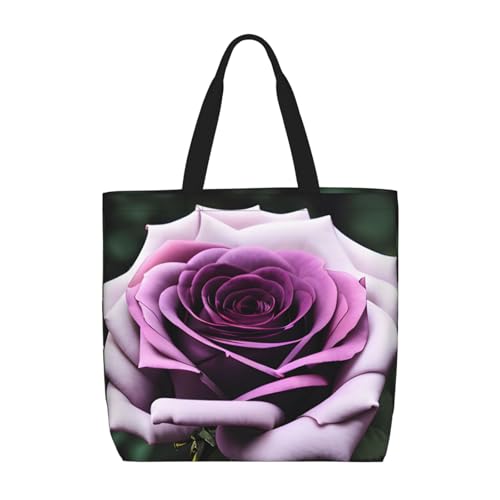 Schwarze Blackgound Rose Print Fashion mit Reißverschluss Schultertasche Casual Handtasche Shopper Tasche für Arbeit Reisen von Hingor