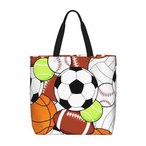 Sportliche Schultertasche mit Balldruck, modisch, mit Reißverschluss, lässige Handtasche, Shopper für Arbeit und Reisen von Hingor