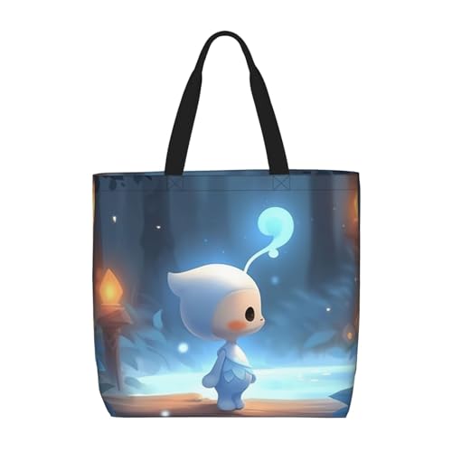 Süße blaue Fisch-Druck-Mode mit Reißverschluss Schultertasche lässige Handtasche Shopper Tasche für Arbeit Reisen von Hingor