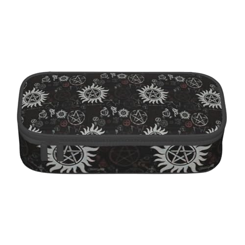 Supernatural Symbols Federmäppchen für Mädchen und Jungen, großes Fassungsvermögen, Federmäppchen mit 3 Fächern, Schreibwaren-Aufbewahrung, Organizer für Damen, Herren, Erwachsene, Schule, Büro Supernatural Symbols Federmäppchen für Mädchen und Jungen, großes Fassungsvermögen, Federmäppchen mit 3 Fächern, Schreibwaren-Aufbewahrung, Organizer für Damen, Herren, Erwachsene, Schule, Büro von Hingor