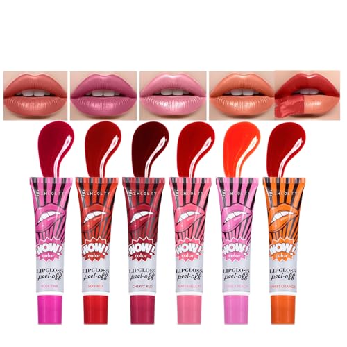 Hinourisha 6PCS peel off lip stain liner, lippentattoo zum abziehen, lippen tattoo, essence lip tint, lippenstift zum abziehen, Non-stick Cup Nude Long Lasting, Kirsche, Erdbeere, Orange Hinourisha 6PCS peel off lip stain liner, lippentattoo zum abziehen, lippen tattoo, essence lip tint, lippenstift zum abziehen, Non-stick Cup Nude Long Lasting, Kirsche, Erdbeere, Orange von Hinourisha