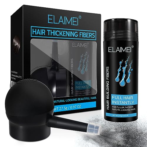 Hinourisha Haarpuder Männer, Hair filler, Hair fiber spray, Schütthaar zum Sofortigen Kaschieren Kahler Stellen, Haaraufbaufasern, Haarverdichtung für Frauen und Männer (Schwarz mit Applikator) von Hinourisha