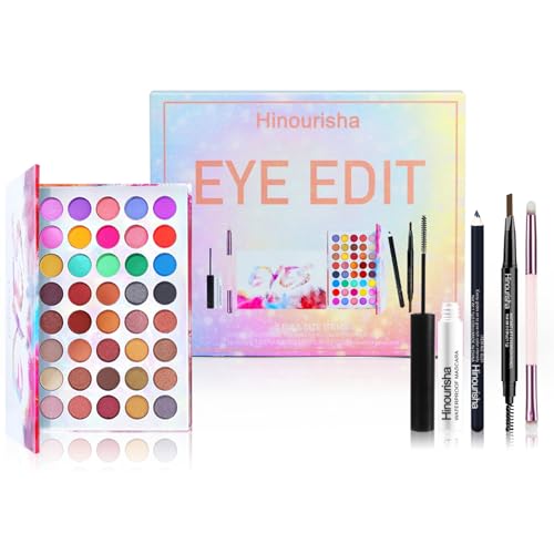 Hinourisha Make-up-Set Kosmetika für Augen Alles in Einem Schminkset für Augen - Starter-Kosmetik-Set, inklusive Augenpinsel, Lidschatten-Palette, Augenbrauenstift, Mascara, Eyeliner-Stift #C Hinourisha Make-up-Set Kosmetika für Augen Alles in Einem Schminkset für Augen - Starter-Kosmetik-Set, inklusive Augenpinsel, Lidschatten-Palette, Augenbrauenstift, Mascara, Eyeliner-Stift #C von Hinourisha