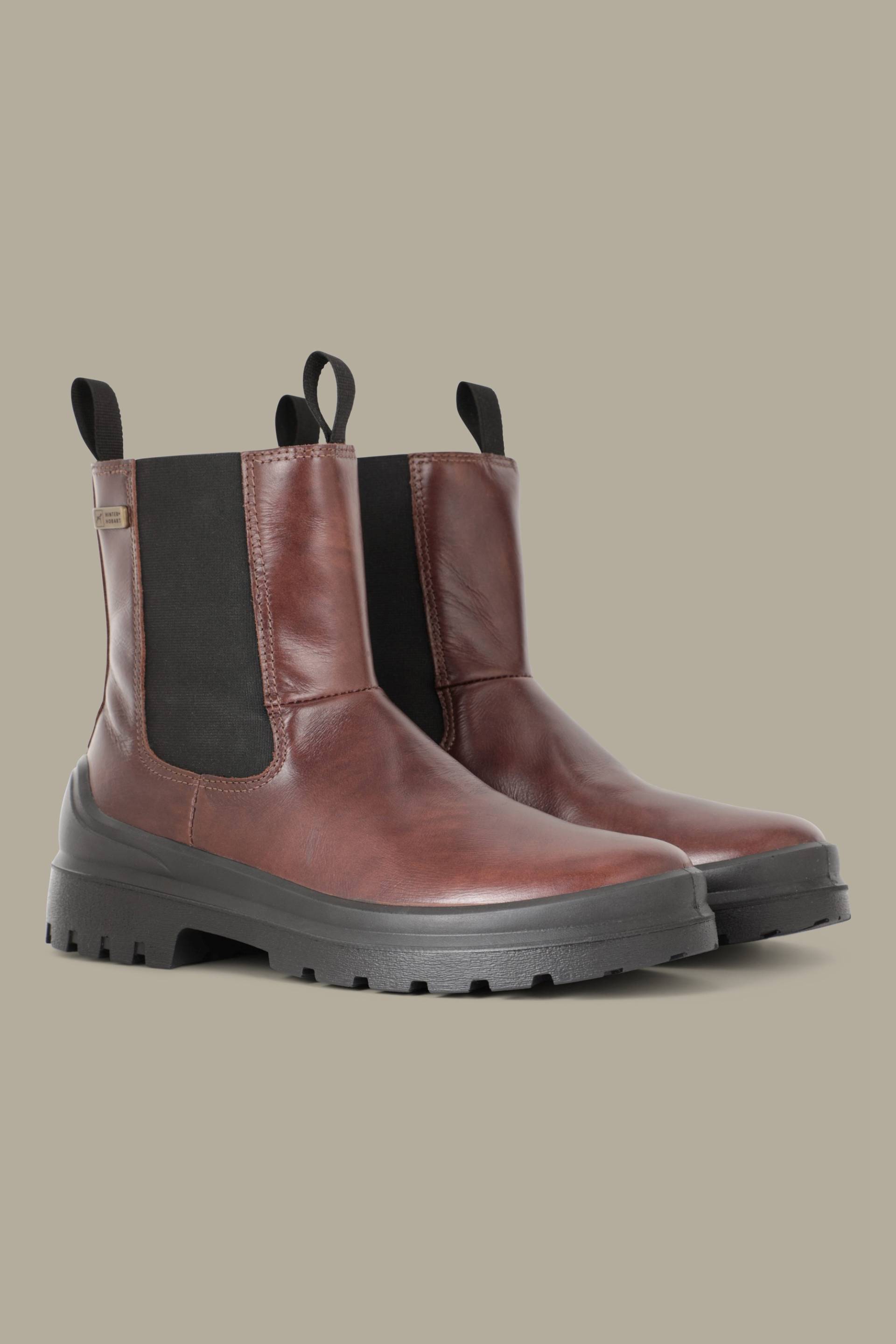 Clydebank Damen Leder Chelsea-Stiefel - Braun von Hinter + Hobart