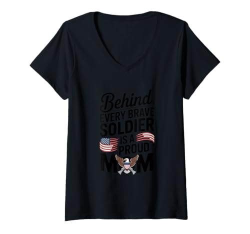 Damen Hinter Jeder Tapferen Soldaten Ist Eine Stolze Mutter 4. T-Shirt mit V-Ausschnitt Damen Hinter Jeder Tapferen Soldaten Ist Eine Stolze Mutter 4. T-Shirt mit V-Ausschnitt von Hinter Jeder Tapferen Soldaten Ist Eine Stolze