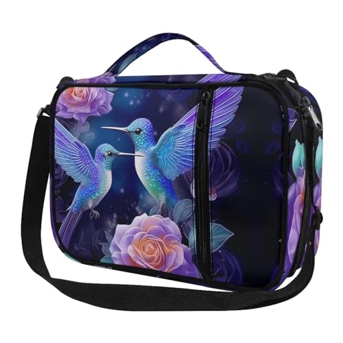 Hinthetall Bibelhülle mit Kolibri-Rose für Damen und Herren, groß, mit robustem Griff und mehreren Taschen, Organizer, Kirchentasche, katholische christliche Geschenke zum Studium, Bibelschutztasche von Hinthetall