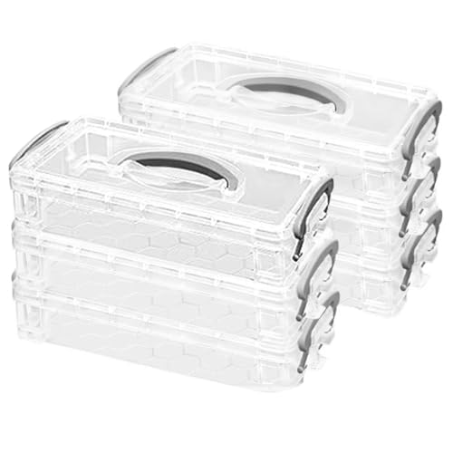 Hintyne Bleistiftbox aus Kunststoff 6-teilig stapelbare Bleistiftaufbewahrung mit Griff transparente Stifte-Organizer-Aufbewahrung mit großer Kapazität 8, 5 x 3, 9 x 1, 6 Zoll Marker-Organizer von Hintyne
