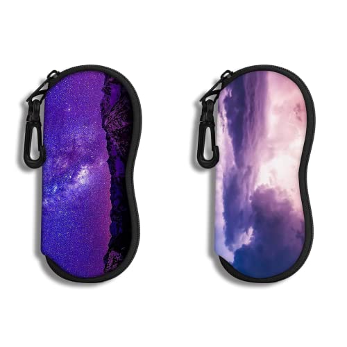 2er-Pack Brillenetui Sonnenbrille Weiche Tasche mit Gürtelclip Ultraleichter Neopren-Reißverschluss Brillenetui Bedruckte Sonnenbrillentasche für stilvolle tragbare Reisebrillenetui für Herren & Damen von Hion