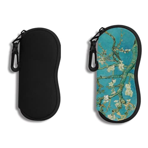 Hion 2er-Pack Sonnenbrillen-Bedruckte weicher Beutel mit Gürtelclip Ultraleichtes Neopren-Reißverschluss-Brillenetui für stilvolles tragbares Reise-Brillenetui von Hion