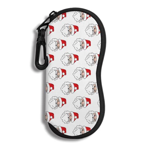 Hion Brillenetui Sonnenbrille Weiche Tasche mit Gürtelclip Ultraleichter Neopren-Reißverschluss Brillenetui Bedruckte Sonnenbrillentasche für stilvolle tragbare Reisebrillen(Weihnachtsweihnachtsmann) von Hion