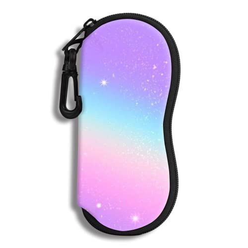 Hion Brillenetui Sonnenbrille Weiche Tasche mit Gürtelclip Ultraleichter Neopren-Reißverschluss Brillenetui Bedruckte Sonnenbrillentasche für stilvolle tragbare Reisebrillen(Regenbogen) von Hion