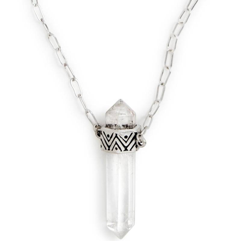 Signatur Kristall Halskette | Groß | Silber/Quarzkristall von HiouchiJewels