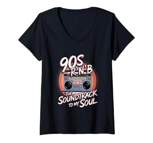 Damen Millennial Hip-Hop Dance Lover Funny 90's R&B T-Shirt mit V-Ausschnitt von Hip-Hop 90er R&B Outfit Männer & Frauen