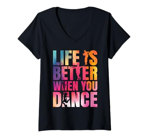 Damen Tanzen Streetdance Breakdance T-Shirt mit V-Ausschnitt Damen Tanzen Streetdance Breakdance T-Shirt mit V-Ausschnitt von Hip Hop Girl
