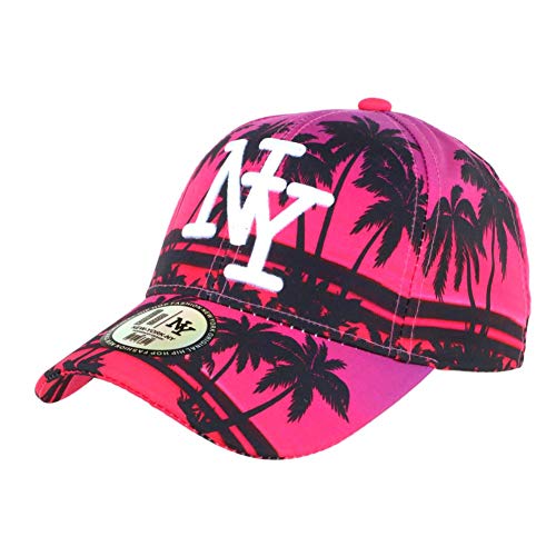 Baseball-Kappe für Kinder, Rosa und Schwarz, Motiv: Palmen Fashion Baseball NY Tropyk 7 bis 12 Jahre – Jungen Gr. Einheitsgröße, Rosa von Hip Hop Honour