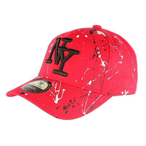 Hip Hop Honour NY Cap Rot und Schwarz Look Tagué Streetwear Baseball Paynter – Einheitsgröße – Rot von Hip Hop Honour