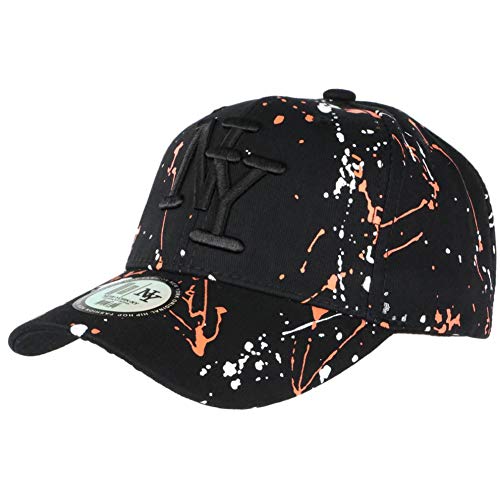 Hip Hop Honour NY Cap Orange Weiß und Schwarz Stil Tags Streetwear Baseball Paynter – Einheitsgröße – Schwarz von Hip Hop Honour