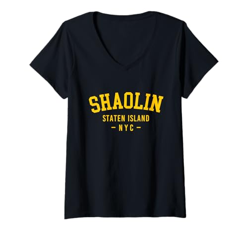 Damen Shaolin Staten Island NYC - 80er 90er Jahre Old School Hip Hop T-Shirt mit V-Ausschnitt von Hip Hop Merch