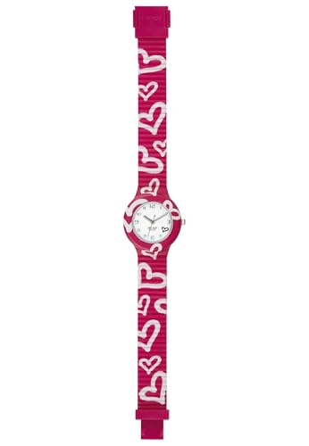 HIP HOP, Be Loved Kollektion, Damenuhr in der Farbe Fuchsia, Auswechselbares Silikonarmband, Praktische Schließe, 32 mm Gehäuse, Quarz-Uhrwerk, Wasserdicht, Längenverstellbar, Fuchsia-Weiß von HIP HOP
