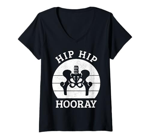 Damen Hip Surgery Hip Hip Huray Replacement Recovery Funny T-Shirt mit V-Ausschnitt Damen Hip Surgery Hip Hip Huray Replacement Recovery Funny T-Shirt mit V-Ausschnitt von Hip Surgery Recovery - Apparel & Gifts