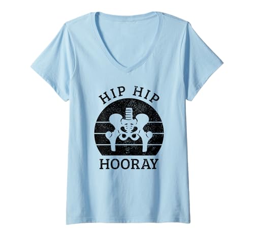 Damen Hip Surgery Hip Hip Huray Replacement Recovery Funny T-Shirt mit V-Ausschnitt Damen Hip Surgery Hip Hip Huray Replacement Recovery Funny T-Shirt mit V-Ausschnitt von Hip Surgery Recovery - Apparel & Gifts