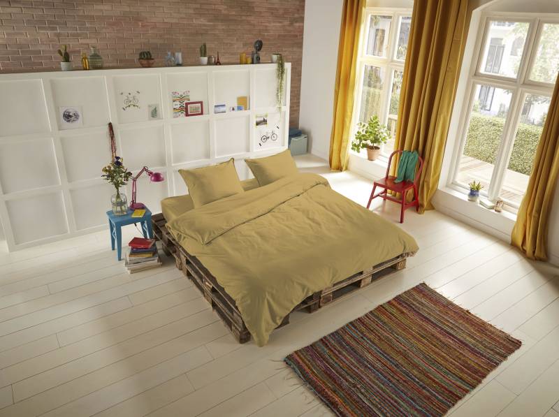 hip Bettwäsche "Hip Uni" 2 Stk. tlg. 100% Baumwolle, Mako-Satin, 135x200, Unifarben Weiß, Reißverschluss von Hip