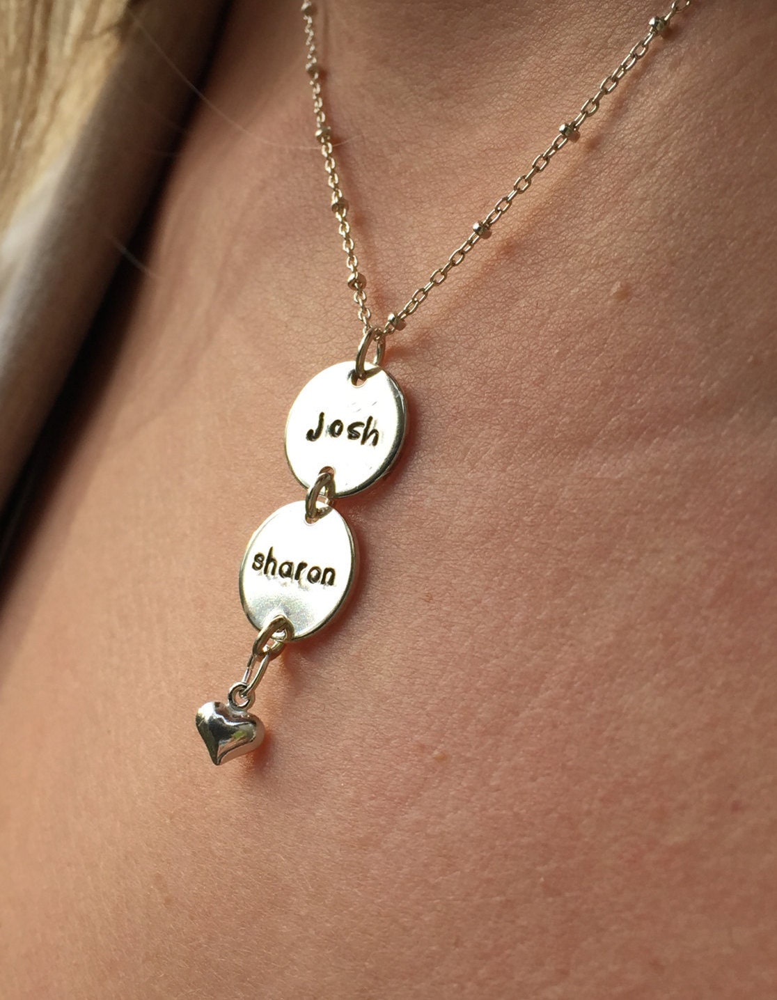 Herz Tropfen Halskette in Sterling Silber Herz Tropfen Halskette in Sterling Silber von HipMomJewelry