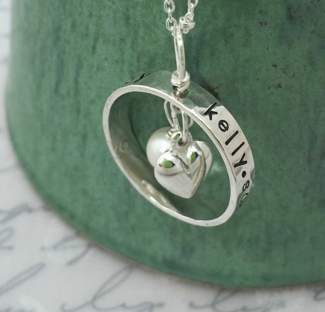 sterling Silber Herz Ring Halskette sterling Silber Herz Ring Halskette von HipMomJewelry