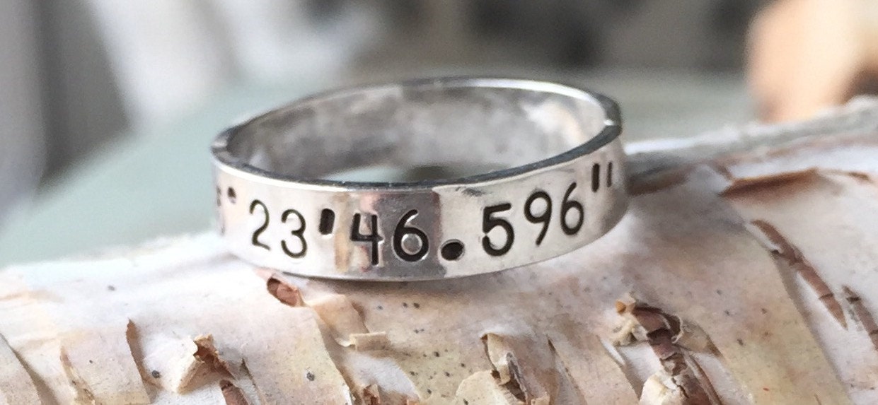 sterling Silber Koordinaten Ring Band sterling Silber Koordinaten Ring Band von HipMomJewelry