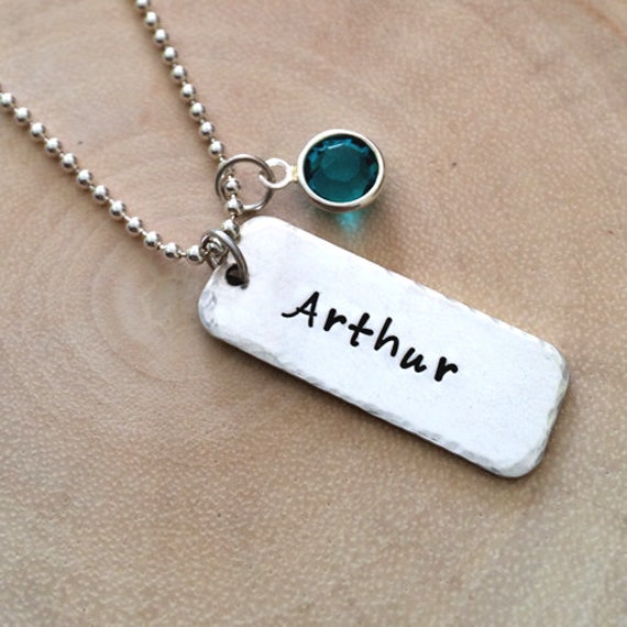 sterling Silber Name Tag Charm Halskette sterling Silber Name Tag Charm Halskette von HipMomJewelry