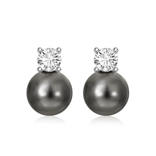 Hi Pearl 10-12mm Klassische Ohrstecker Muschelperlen Schwarze Tahiti Perle Ohrringe Frauen Mutter Tochter 18k vergoldet Geburtstagsgeschenk für Sie (Schwarz) von Hipearl