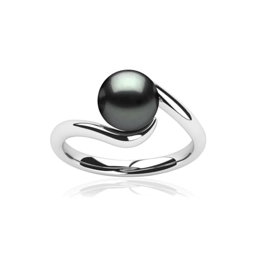 Hipearl 10mm Süßwasserperlen Verlobungsring Handgemachtes Schwarz Perle Ring Geschenk Glücksbringer Kette für Mädchen Kinder (9) von Hipearl