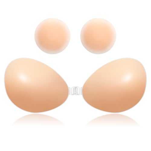 Klebe BH Push Up - Silikon Unsichtbarer Zum Kleben Push-Up Klebebhs Trägerloser BH Rückenfrei, Wiederverwendbare Klebe-BHS Sticky Bra mit 2Pcs Nippelpads (C) von Hipidian