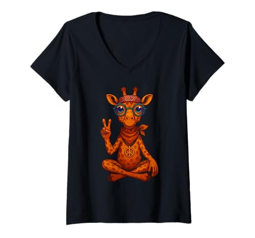 Damen 60er 70er Jahre Kostüm Hippie T-Shirt mit V-Ausschnitt Damen 60er 70er Jahre Kostüm Hippie T-Shirt mit V-Ausschnitt von Hippie Geschenke & Hippie Accessoires