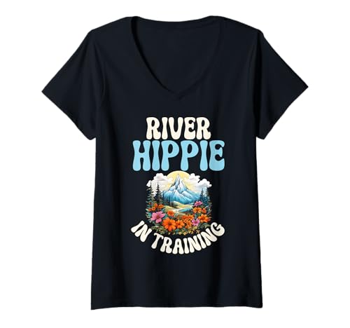 Damen Fluss Hippie im Training Hippie T-Shirt mit V-Ausschnitt Damen Fluss Hippie im Training Hippie T-Shirt mit V-Ausschnitt von Hippie Gifts