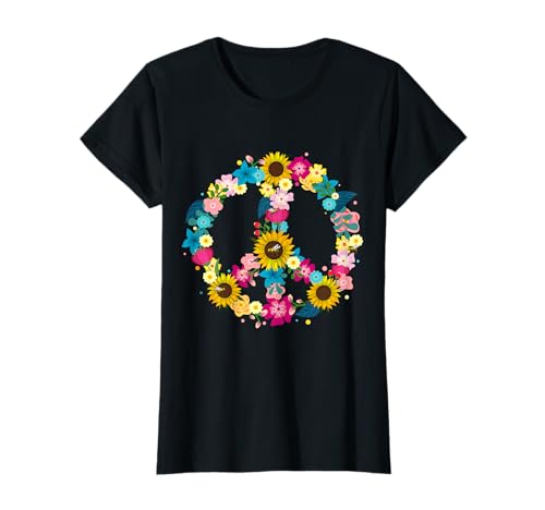 60er Jahre Party Outfit Halloween Hippie Kostüm Flower Peace Zeichen T-Shirt 60er Jahre Party Outfit Halloween Hippie Kostüm Flower Peace Zeichen T-Shirt von Hippie Costume & Co.