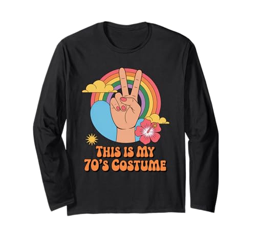 Lustiges This is My Seventies Kostüm Spruch Retro Damen Herren Langarmshirt von Hippie Peace Halloween Outfit Groovy Vintage Look