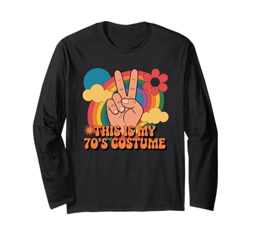 Lustiges This is My Seventies Kostüm Spruch Retro Damen Herren Langarmshirt von Hippie Peace Halloween Outfit Groovy Vintage Look