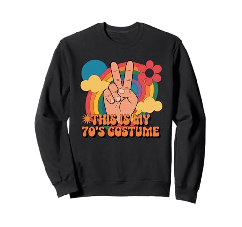 Lustiges This is My Seventies Kostüm Spruch Retro Damen Herren Sweatshirt von Hippie Peace Halloween Outfit Groovy Vintage Look