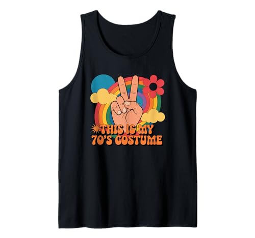 Lustiges This is My Seventies Kostüm Spruch Retro Damen Herren Tank Top von Hippie Peace Halloween Outfit Groovy Vintage Look